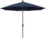 California Umbrella 11' Round Aluminum Market Umbrella, Crank Lift, Collar Tilt, Bronze Pole, Sunbrella Spectrum Indigo