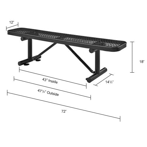 6'L Heavy Duty Expanded Metal Mesh Flat Bench by Global Industrial – 6'L, Alloy Steel, Black, Model 277156BK