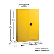 Justrite Yellow / 60 Gallon / Self-Close Tool Cabinets