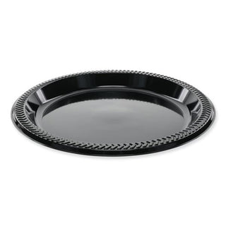 Pactiv Evergreen meadoware impact plastic dinnerware, plate, 8.9" dia, black, 400/carton