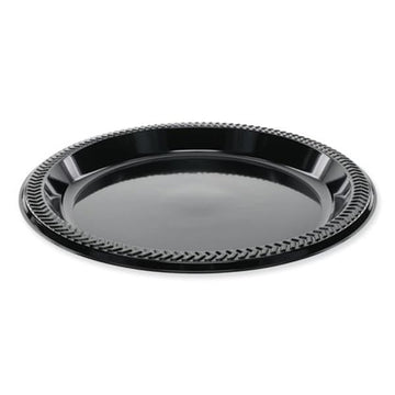 Pactiv Evergreen meadoware impact plastic dinnerware, plate, 8.9" dia, black, 400/carton