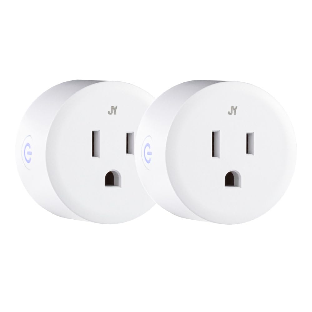 Smart Plug - WiFi Remote App Control for Lights & Appliances; Compatible with Alexa and Google Home Assistant by JONATHAN Y – White, Model PLG1000A-SET2