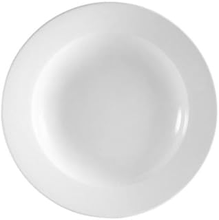 CAC China Clinton Square Pattern 11 Inch 22 oz White Round Pasta Bowls 12 Ct