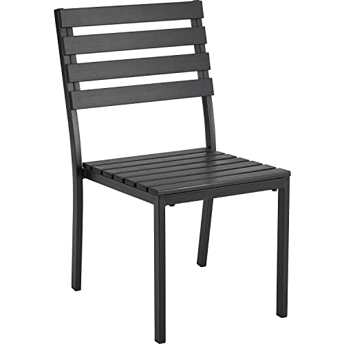 Stackable Outdoor Dining Armless Chair by Global Industrial – Alloy Steel, Black, Model 436986BK