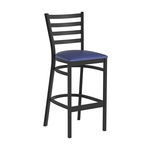 Flash Furniture Blue Vinyl Seat/Black Metal Frame / Set of 1 / Traditional Barstools