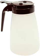 Tablecraft PP10B Syrup Dispenser, 10 oz., Modern Design, Dishwasher Safe, Brown ABS Plastic top, BPA Free Polypropylene, Transparent, 12 Each per case