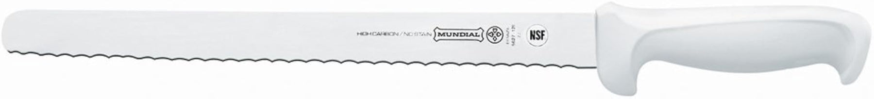Mundial Serrated Edge Utility Slicer Knife w/White Handle - 12"
