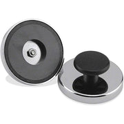 Ceramic Round Base Magnets with Knob 95 Lbs. Nickel |Chrome Plating by Master Magnetics – Nickel | Chrome Plating, Model HMKR-80
