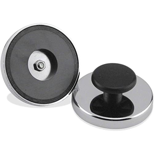 Ceramic Round Base Magnets with Knob 95 Lbs. Nickel |Chrome Plating by Master Magnetics – Nickel | Chrome Plating, Model HMKR-80