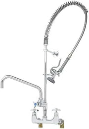 T&S Brass Big-Flow Pre-Rinse Unit: 8" Wall Mount, 14" Nozzle, ADF, Spray Valve, Inlet Supply Nipples
