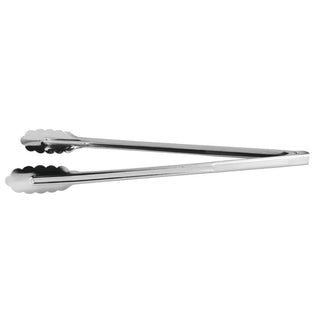 Stainless Steel Scalloped Hinged Tong - 15 83/100"L by HUBERT – medium, Stainless Steel, Silver, Model UT16H