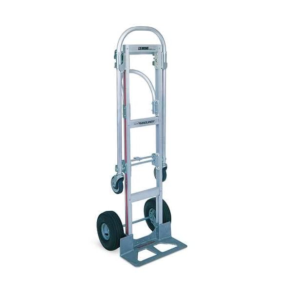 Magline Gemini Jr Convertible Hand Truck by Magliner – 17.5"L x 60.25"W x 5.5"H, Aluminum, Gray, Model GMK16UA4