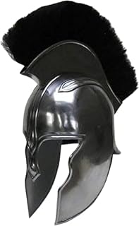Spartan Greek Corinthian Helmet with Black Plume – Medieval Warrior Armor Replica Display Helmet.