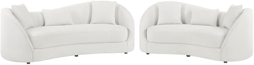 Contemporary Sofa & Loveseat Set in Cloud Gray Fabric
