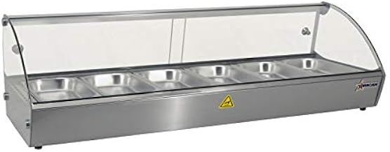 44-INCH COUNTERTOP Curved Glass Display Warmer with 6 Pans