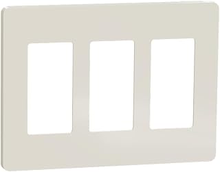 Square D by Schneider Electric Square D X Series Standard Size Screwless Wall Plate for Outlet and Light Switch, 3 Gang, Matte Light Almond