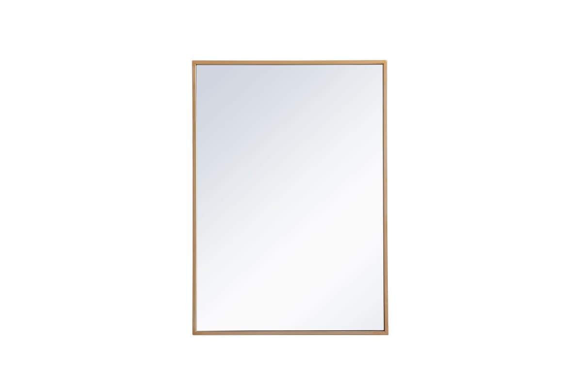 Wyn 20x28 Metal and MDF Mirror Medicine Cabinet in Brass by Elegant Decor – Small, Engineered Wood, Brass, Model MR572028BRS