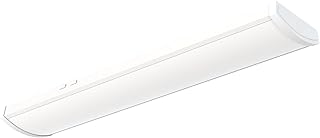 Lithonia Lighting 4 Foot LED Light Fixture, Low-Profile LED Wraparound Ceiling Light, Flush Mount, 4000/5000/6000 Adjustable Lumens, 4000K Cool White Light, MVOLT, 10 Inches Wide, White
