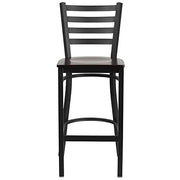 Flash Furniture Walnut Wood Seat/Black Metal Frame / Set of 2 / Traditional Barstools