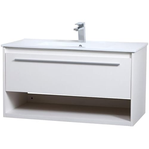 Elegant Decor 36" - Single / Brushed Nickel,white / Modern Bathroom Vanities