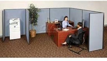 Global Industrial Pre-Configured Partitioned Office Add-On, Blue, 8'W x 10'D x 60" H, Pre-Configured Partitioned Office Add-On