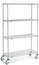 Nexel Chrome Wire Shelf Truck, 48x18x80 1200 Pound Capacity with Brakes