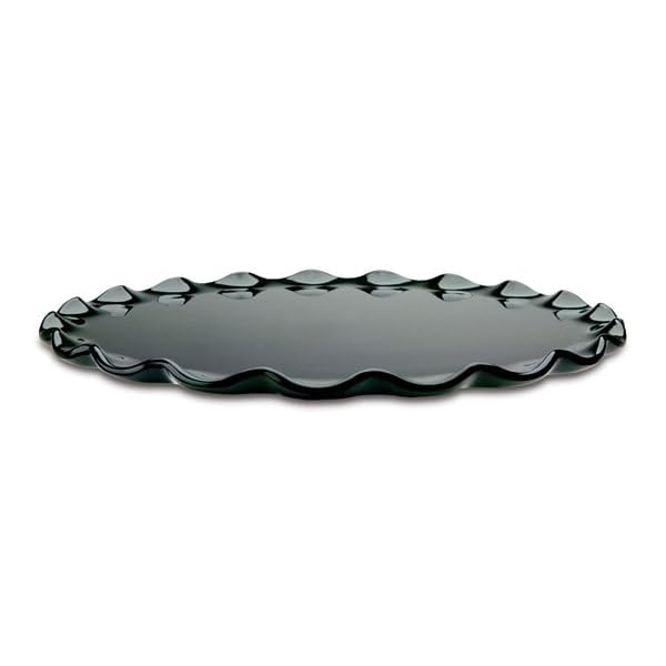 Delfin 11" x 1" Black Round Ruffle Tray by Delfin Design – 11", Melamine, Black, Model TRD-11RF-010