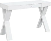 White Desk with Drawer, MDF and Particle Board Construction, Spacious Workspace, Modern Design, Ideal for Office and Study Rooms
