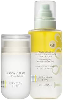 Beekman 1802 Bloom Cream Daily Face Moisturizer (1.69 oz) + Milk Shake Hydrating Toner & Face Mist (8.1 fl oz) - Good for Sensitive Skin - Cruelty Free