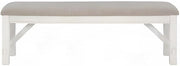 Furnifact Distressed-Finish Rubberwood Dining Bench with Foam-Padded Seat, Upholstered Entryway Bench for Bedroom End of Bed, White
