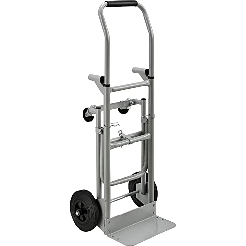 Steel Multi-Function 5-in-1 Convertible Hand Truck by Global Industrial – 35"L x 21"W x 7"H, Alloy Steel, Gray, Model 241415