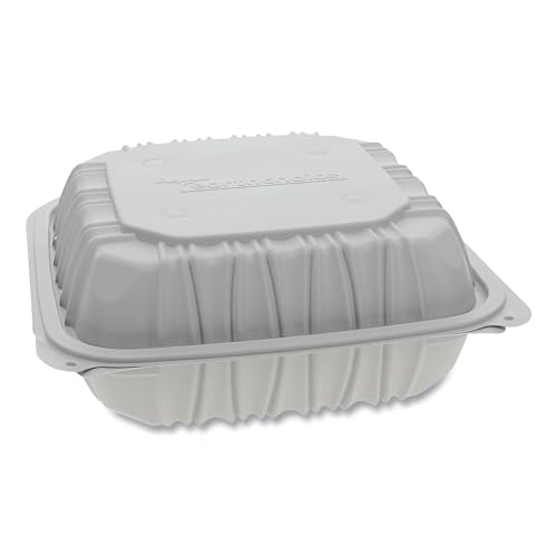 Pactive Earthchoice Vented Microwavable Mfpp Hinged Lid Container by niru – 1 Compartment, 146.0 liters, Plastic, white, Model YCNW0851