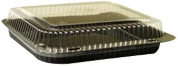 Par-Pak PET Shallow Utility Container Black/Clear, 7-11/16" Length x 6.75 Width x 1.625" Depth | 250/Box