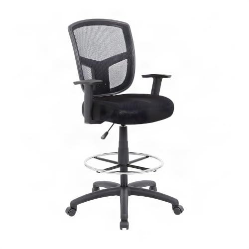 Mesh Task Stool with Adjustable Arms, Drafting Chair with Nylon Base and Dual-Wheel Casters for Standing Desk and Home Office - image 2
