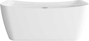 Elegant Kitchen And Bath 59" Soaking Bathtub In Glossy White With Brushed Nickel