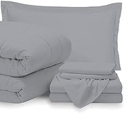 Bedding Set7 Piece Bed-in-A-Bag Comforter & Sheet Set 21" Deep Pocket, 100% Egyptian Cotton Sets Include - 1Comforter, 1Flat Sheet,1Fitted Sheet, 2Pillowcase & 2Pillowsham- Silver King Size