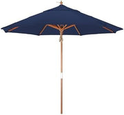 California Umbrella 9-Feet Wood Market Umbrella, Navy Blue