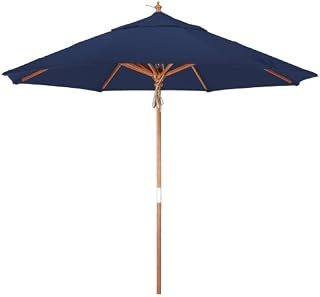 California Umbrella 9-Feet Wood Market Umbrella, Navy Blue
