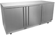 72" Stainless Steel Undercounter Three Section Freezer