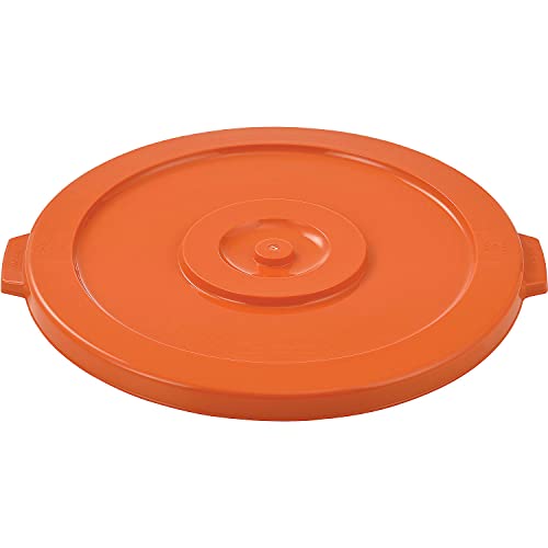 32 Gallon Plastic Trash Can Lid by Global Industrial – 22-1/4" Diameter x 1-3/8"H, 32.0 gallons, Polyethylene Resin, Bright Orange, Model 240461BOR