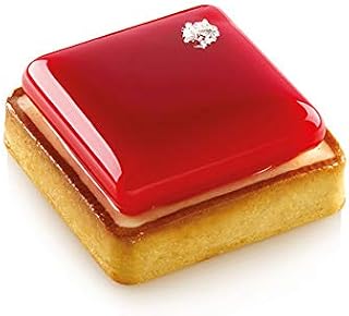 Silikomart "Kit Tarte Ring Square 80x80" Silicone Mold with 6 Cavities, Each 2.63 Inch x 2.63 Inch x 0.59 Inch High, Plus 6 Heat-Resistant Perforated Plastic Square Cutting Rings