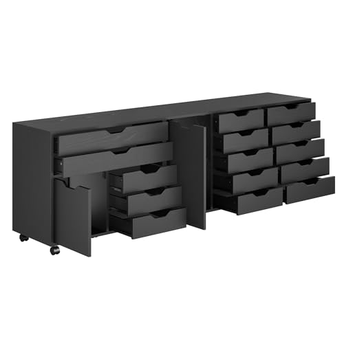 Winsome Black / 2 Doors, 15 Drawers / Contemporary Storage Cabinets