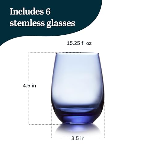 Libbey Classic Blue 6 (15.25 oz) / 15.3 Ounces / Modern Wine Glasses