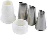 Ateco 4-Piece Stainless Steel Rose Piping Tip Set: standard coupler + 101 tube + 102 tube + 104 tube