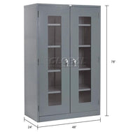 Clear View Storage Cabinet with Locking Handle by Global Industrial – 48" W x 24" D x 78" H, Alloy Steel, Grey, Model 237621GY