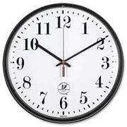 12.75" Round Radio Controlled Wall Clock, Plastic Case, Black