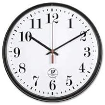 12.75" Round Radio Controlled Wall Clock, Plastic Case, Black