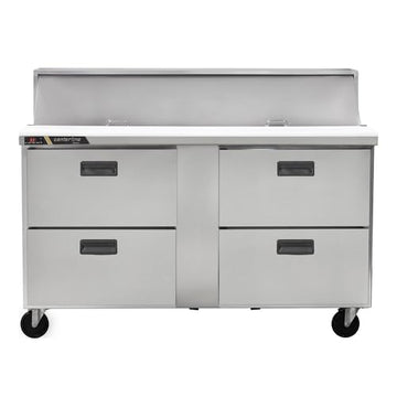 CLPT-6016 60" 2-Section Refrigerated Prep Table - (4) Drawers by Traulsen – (4) Drawers, Silver, Model CLPT-6016-DW