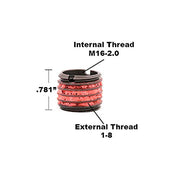 E-Z LOK M16-2.0 Internal Threads, 1-8 External Threads, 19.84 mm Length / 7/8" / Black Thread Locking Inserts