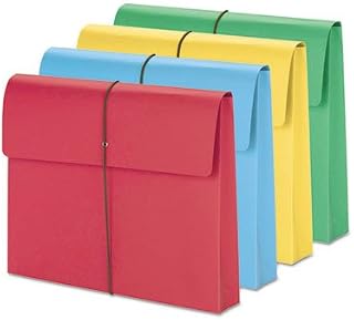 SMEAD quot; Accordion Expansion Wallet, Elastic Cord, LTR, Blue/Green/Red/Yellow, 50/Box